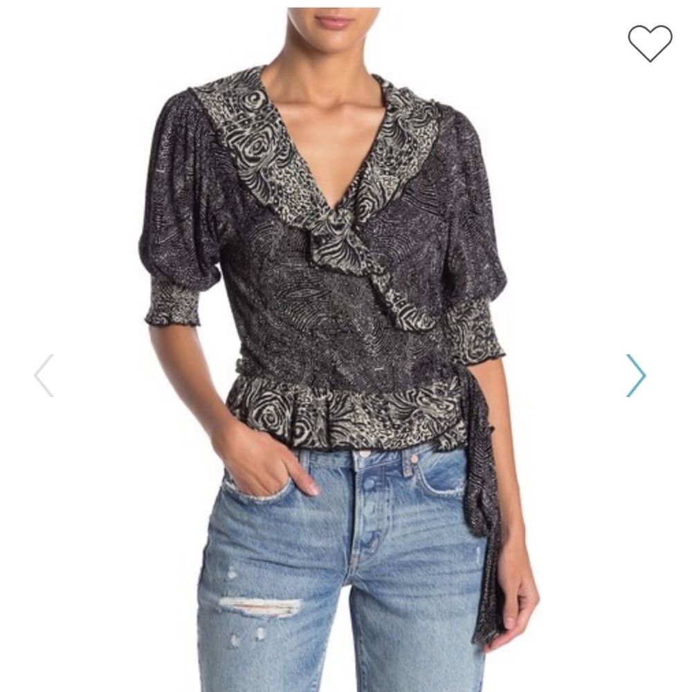 Free People Olivia Print Wrap Top